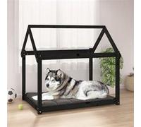 vidaXL Hondenmand 111x80x100 cm massief grenenhout zwart822221 Noir G