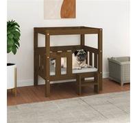 vidaXL Hondenmand 65,5x43x70 cm massief grenenhout honingbruin822375 Marron G