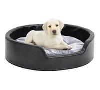 Vidaxl Lit Pour Chiens Noir Et Gris 69x59x19 Cm Peluche Et Similicuir