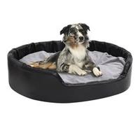 vidaXL Hondenmand 99x89x21 cm pluche en kunstleer zwart en grijs171256 Noir G