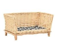 vidaXL Hondenmand met kussen 50x33x30 cm natuurlijk wilgen170773 Brun G