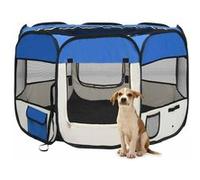 vidaXL Parc pliable pour chien Enclos 171013 avec sac de transport 90x90x58 cm Bleu