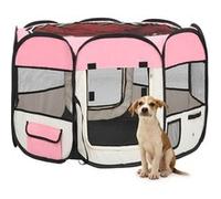 vidaXL Parc Pliable pour Chien avec Sac de Transport Rose 90x90x58 cm Enclos