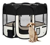 vidaXL Hondenren inklapbaar met draagtas 90x90x58 cm zwart171005 Noir G