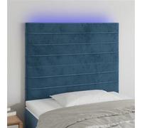 vidaXL Tête de lit à LED Bleu foncé 100x5x118/128 cm Velours