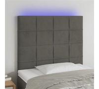 Tête de Lit à LED Meuble de Chambre à Coucher Accessoire de Lit Simple Tête de Cadre de Lit Intérieur Gris Foncé 100x5x118/128 cm Velours