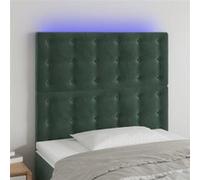 Tête de Lit à LED Meuble de Chambre à Coucher Accessoire de Lit Simple Tête de Cadre de Lit Intérieur Vert Foncé 100x5x118/128 cm Velours