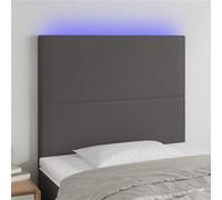 vidaXL Tête de Lit à LED Meuble de Chambre à Coucher Accessoire de Lit Simple Tête de Cadre de Lit Intérieur Gris 100x5x118/128 cm Similicuir