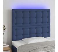 Tête de Lit à LED Meuble de Chambre à Coucher Accessoire de Lit Simple Tête de Cadre de Lit Intérieur Bleu 100x5x118/128 cm Tissu