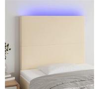 Tête de Lit à LED Meuble de Chambre à Coucher Accessoire de Lit Simple Tête de Cadre de Lit Intérieur Crème 100x5x118/128 cm Tissu
