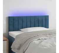 vidaXL Tête de Lit à LED Meuble de Chambre à Coucher Accessoire de Lit Simple Tête de Cadre de Lit Intérieur Bleu Foncé 100x5x78/88 cm Velours