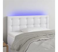 vidaXL Tête de lit à LED Similicuir – Blanc 100x5x78/88 cm