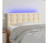 Tête de Lit à LED Meuble de Chambre à Coucher Accessoire de Lit Simple Tête de Cadre de Lit Intérieur Crème 100x5x78/88 cm Tissu