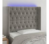 Vidaxl Tête De Lit À Led Gris Clair 103x16x118/128 Cm Velours Gris