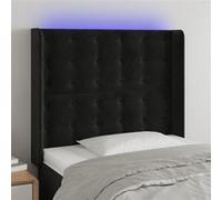 Tête de Lit à LED Meuble de Chambre à Coucher Accessoire de Lit Simple Tête de Cadre de Lit Intérieur Noir 103x16x118/128 cm Velours