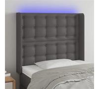 Hoofdbord LED 103x16x118/128 cm kunstleer grijs3124136