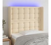 Tête de Lit à LED Meuble de Chambre à Coucher Accessoire de Lit Simple Tête de Cadre de Lit Intérieur Crème 103x16x118/128 cm Tissu