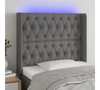 vidaXL Hoofdbord LED 103x16x118/128 cm stof donkergrijs3124375 Gris foncé G