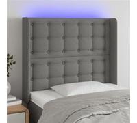 vidaXL Tête de lit à LED Gris foncé 103x16x118/128 cm Tissu