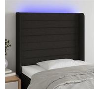 Vidaxl Tête De Lit À Led Noir 103x16x118/128 Cm Tissu Noir