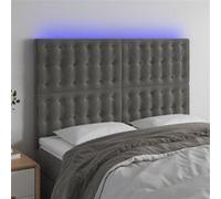 vidaXL Hoofdbord LED 144x5x118/128 cm fluweel donkergrijs3122907 Gris foncé G