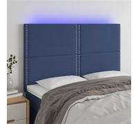 vidaXL Hoofdbord LED 144x5x118/128 cm stof blauw3122288 Bleu G
