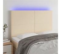 vidaXL Tête de lit à LED pour lit double en tissu crème 144x5x118/128 cm