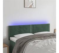 Tête de Lit à LED Meuble de Chambre à Coucher Accessoire de Lit Double Tête de Cadre de Lit Intérieur Vert Foncé 144x5x78/88 cm Velours