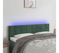 vidaXL Tête de lit à LED Velours Vert foncé 144x5x78/88 cm