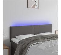 vidaXL Tête de Lit à LED Meuble de Chambre à Coucher Accessoire de Lit Double Tête de Cadre de Lit Intérieur Gris 144x5x78/88 cm Similicuir