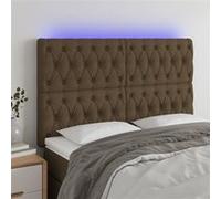 vidaXL Hoofdbord LED 144x7x118/128 cm stof donkerbruin3122761 Marron G