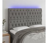 3122759 vidaXL Tête de lit à LED Gris foncé 144x7x118-128 cm Tissu