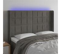 vidaXL Hoofdbord LED 147x16x118/128 cm fluweel donkergrijs3124097 Gris foncé G