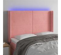 Hoofdbord LED 147x16x118/128 cm fluweel roze3123821