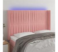vidaXL Tête de lit à LED Rose 147x16x118/128 cm Velours