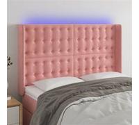 vidaXL Hoofdbord LED 147x16x118/128 cm fluweel roze3124535 Rose G