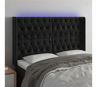 vidaXL Hoofdbord LED 147x16x118/128 cm fluweel zwart3124434 Noir G
