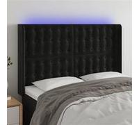 Vidaxl Tête De Lit À Led Noir 147x16x118/128 Cm Velours Noir