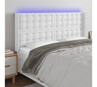 Vidaxl Tête De Lit À Led Blanc 147x16x118/128 Cm Similicuir Blanc