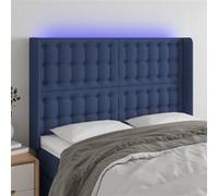 vidaXL Hoofdbord LED 147x16x118/128 cm stof blauw3124486 Bleu G
