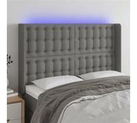 Hoofdbord LED 147x16x118/128 cm stof donkergrijs3124481