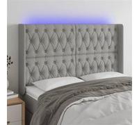 3124382 vidaXL Tête de lit à LED Gris clair 147x16x118-128 cm Tissu
