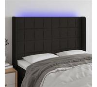 Vidaxl Tête De Lit À Led Noir 147x16x118/128 Cm Tissu Noir