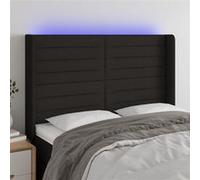 Vidaxl Tête De Lit À Led Noir 147x16x118/128 Cm Tissu Noir