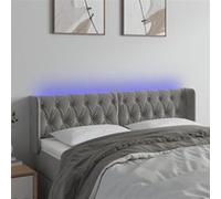 Tête de Lit à LED Meuble de Chambre à Coucher Accessoire de Lit Double Tête de Cadre de Lit Intérieur Gris Clair 147x16x78/88 cm Velours