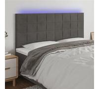 vidaXL Hoofdbord LED 160x5x118/128 cm fluweel donkergrijs3122479 Gris foncé G