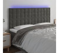 vidaXL Hoofdbord LED 160x5x118/128 cm fluweel donkergrijs3122913 Gris foncé G