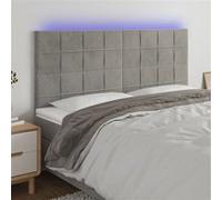 Hoofdbord LED 160x5x118/128 cm fluweel lichtgrijs3122478