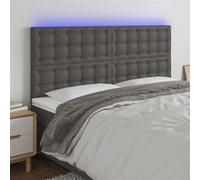 vidaXL Tête de Lit à LED Meuble de Chambre à Coucher Accessoire de Lit Double Tête de Cadre de Lit Intérieur Gris 160x5x118/128 cm Similicuir
