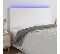 Vidaxl Tête De Lit À Led Blanc 160x5x118/128 Cm Similicuir Blanc